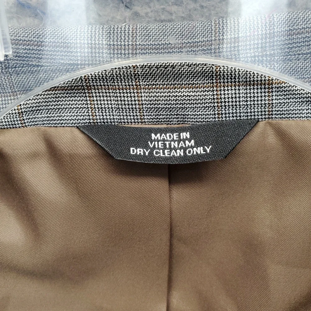 J.M. Haggar Blazer Jacket Men 48L Multi Plaid Lined Tailored-Fit Single Breasted